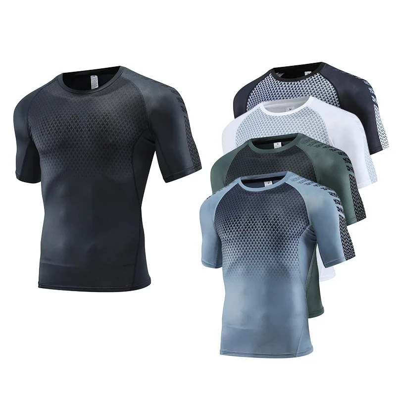 T Shirt Tight Fit - Esporte dos homens topo para fitness