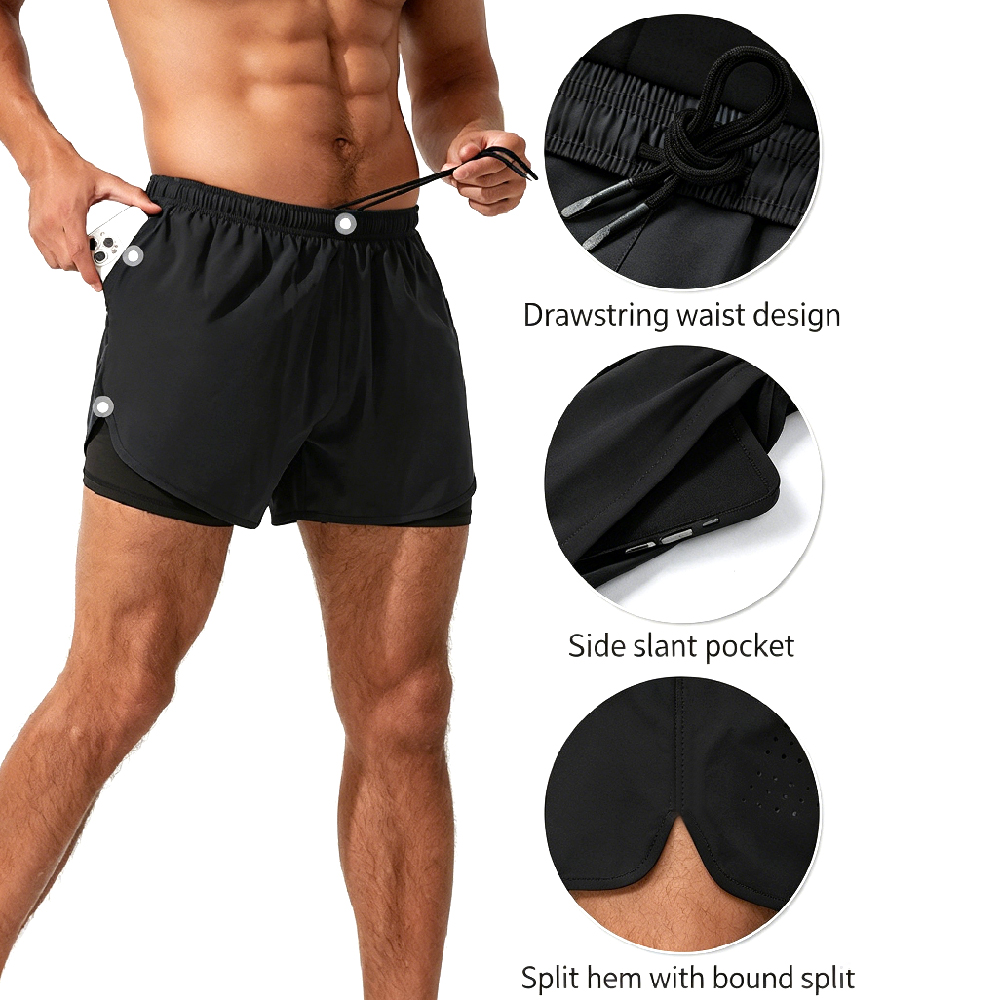 1PCS Shorts Masculinos 2 em 1  - Compression Shorts Athletes avaliação e preço